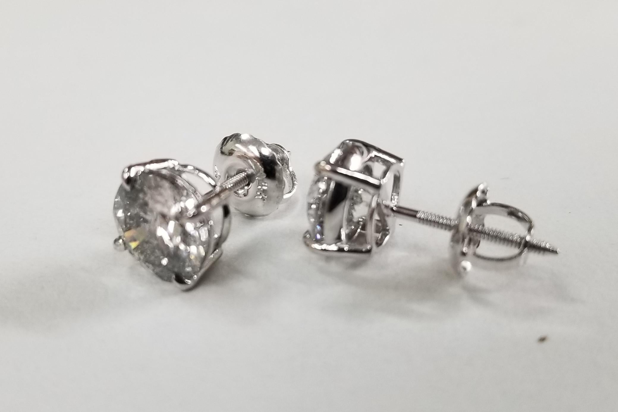 14k Gold Diamond Stud Earrings with Diamond Halo-Jackets Total Weight 2.71 Carat In New Condition For Sale In Los Angeles, CA