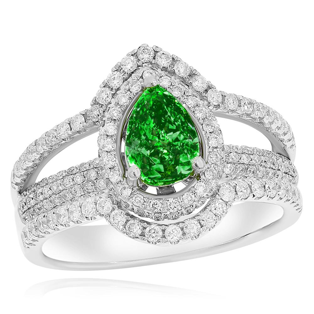 14k wg ring, diamond 1.05ct, emerald 0.96ct
