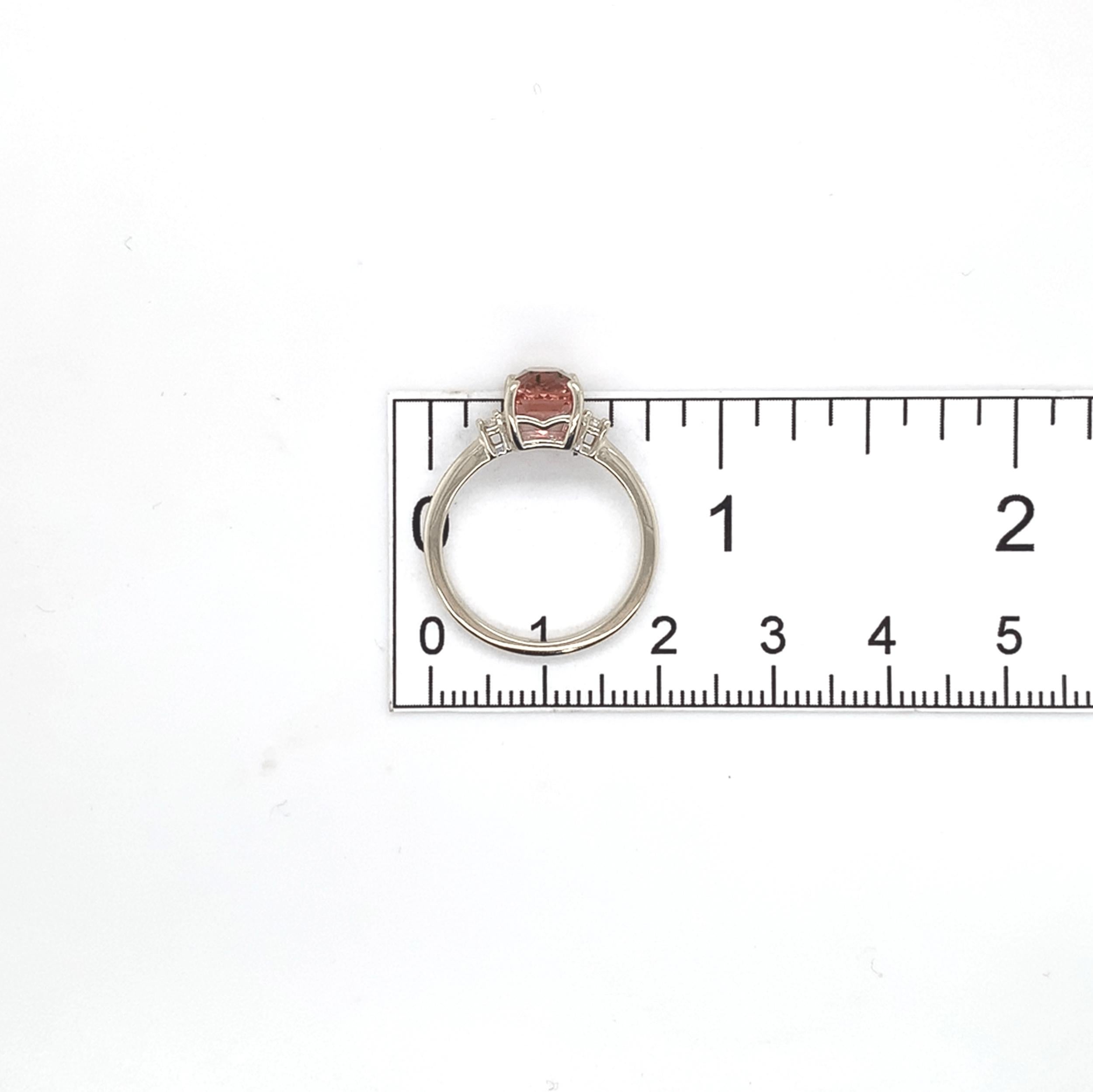 Or blanc 14K  2.24ct Pink / Peach Tourmaline Ring with Diamond Accents size 6.5 en vente 4