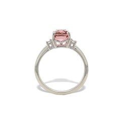 14K Whit Gold  2.24ct Pink / Peach Tourmaline Ring with Diamond Accents size 6.5