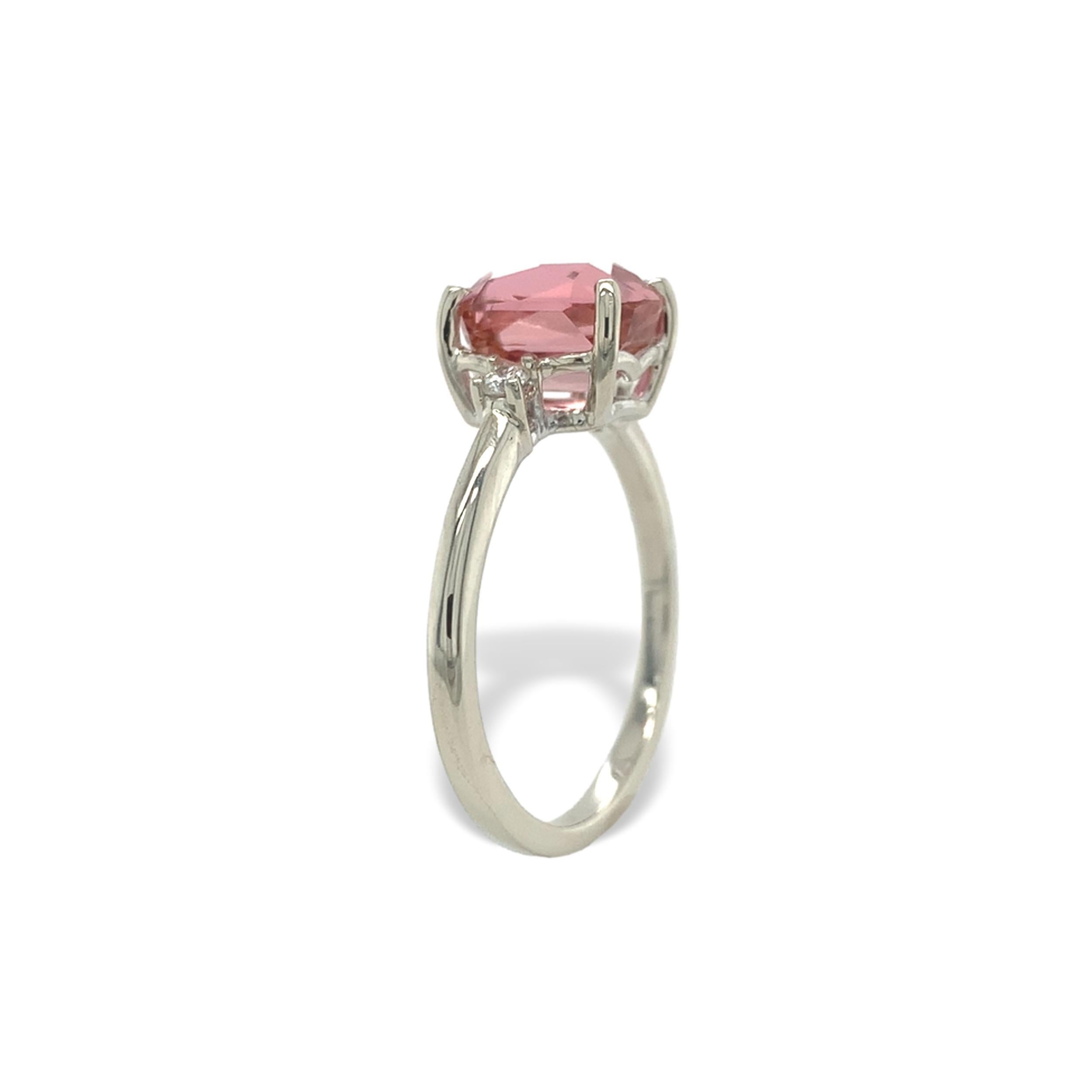 Contemporain Or blanc 14K  2.24ct Pink / Peach Tourmaline Ring with Diamond Accents size 6.5 en vente
