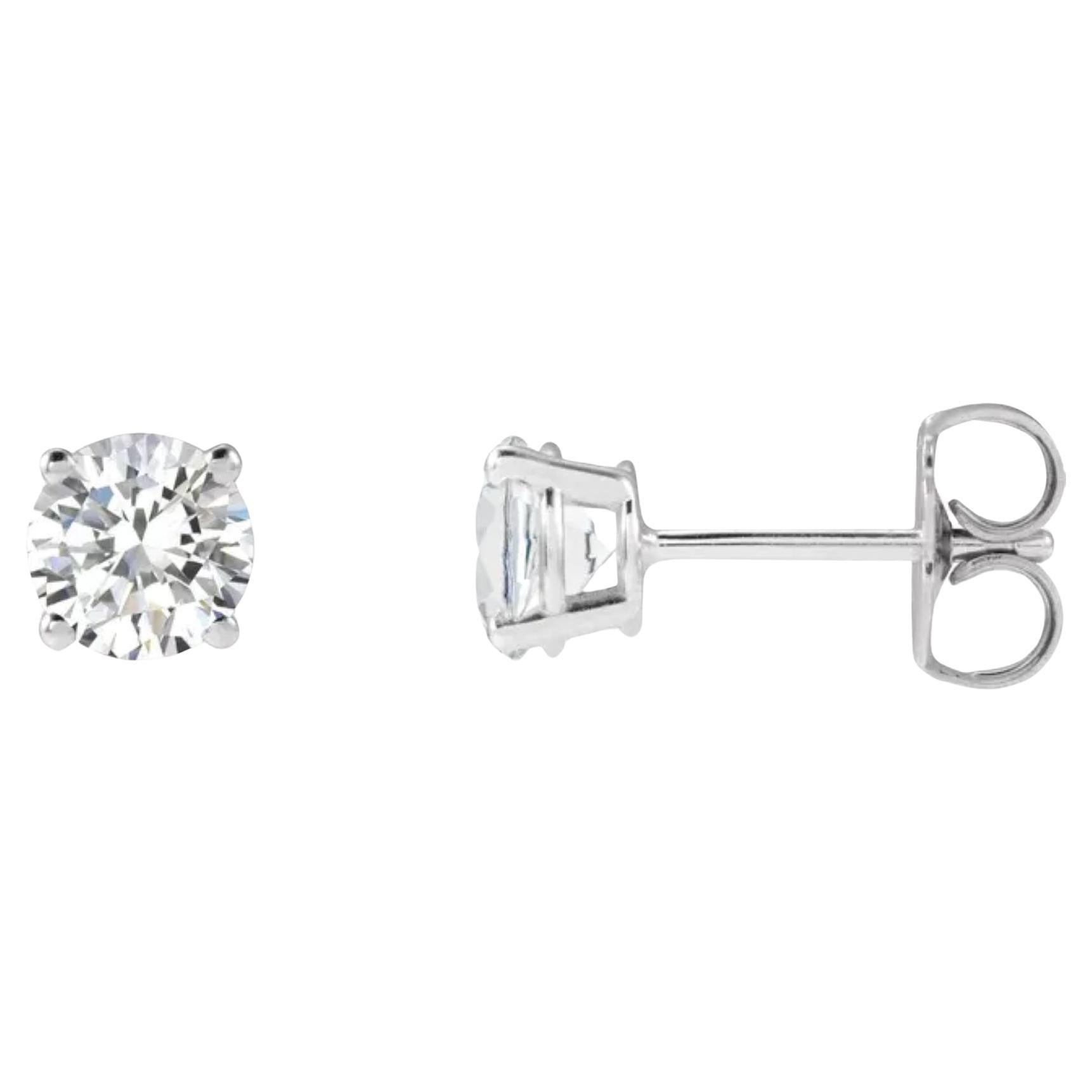 Boucles d'oreilles 14K blanc 1 CTW diamant naturel