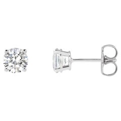 Boucles d'oreilles 14K blanc 1 CTW diamant naturel