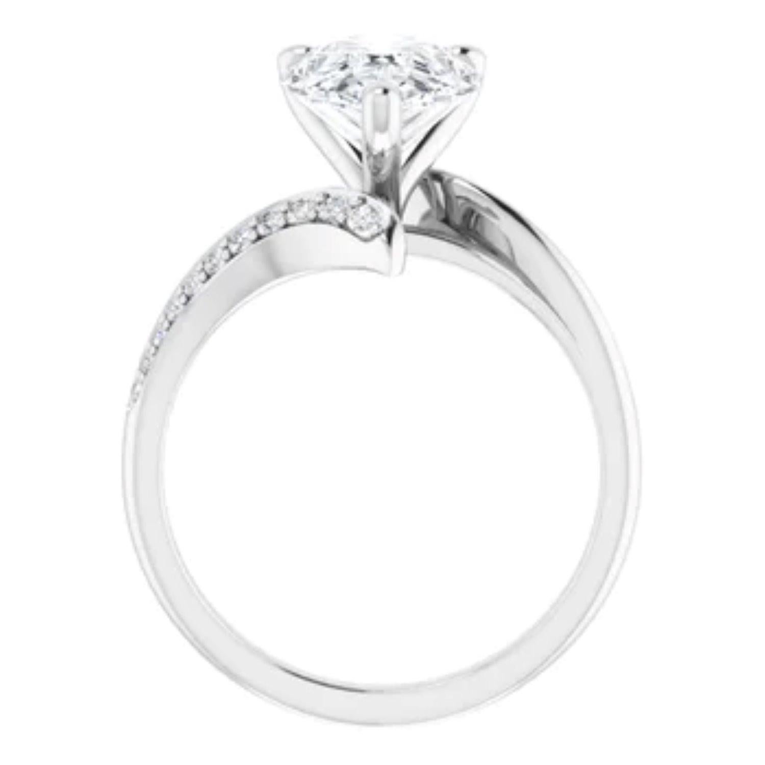 Pear Cut 14K White 3 carat Pear Engagement Ring For Sale