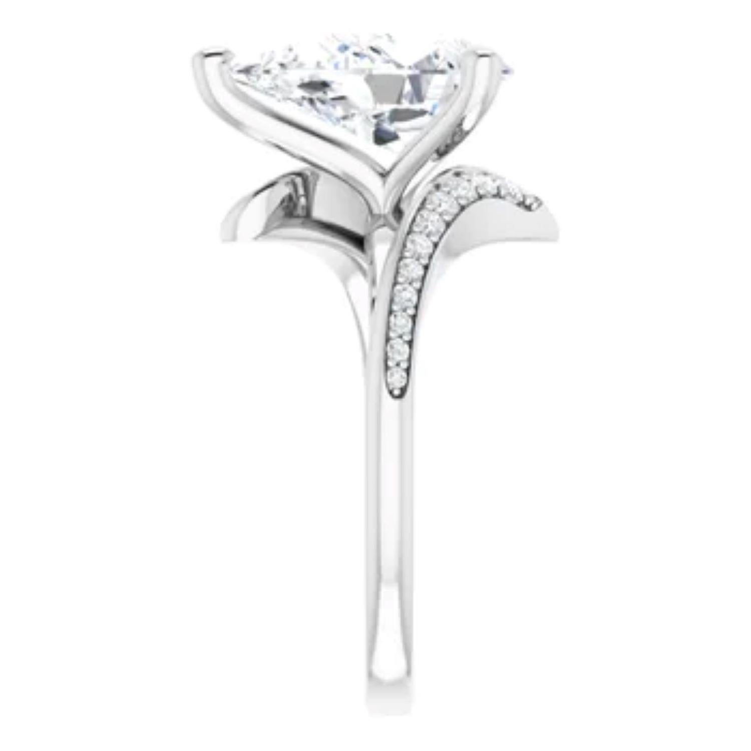 Women's 14K White 3 carat Pear Engagement Ring For Sale