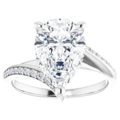 14K White 3 carat Pear Engagement Ring