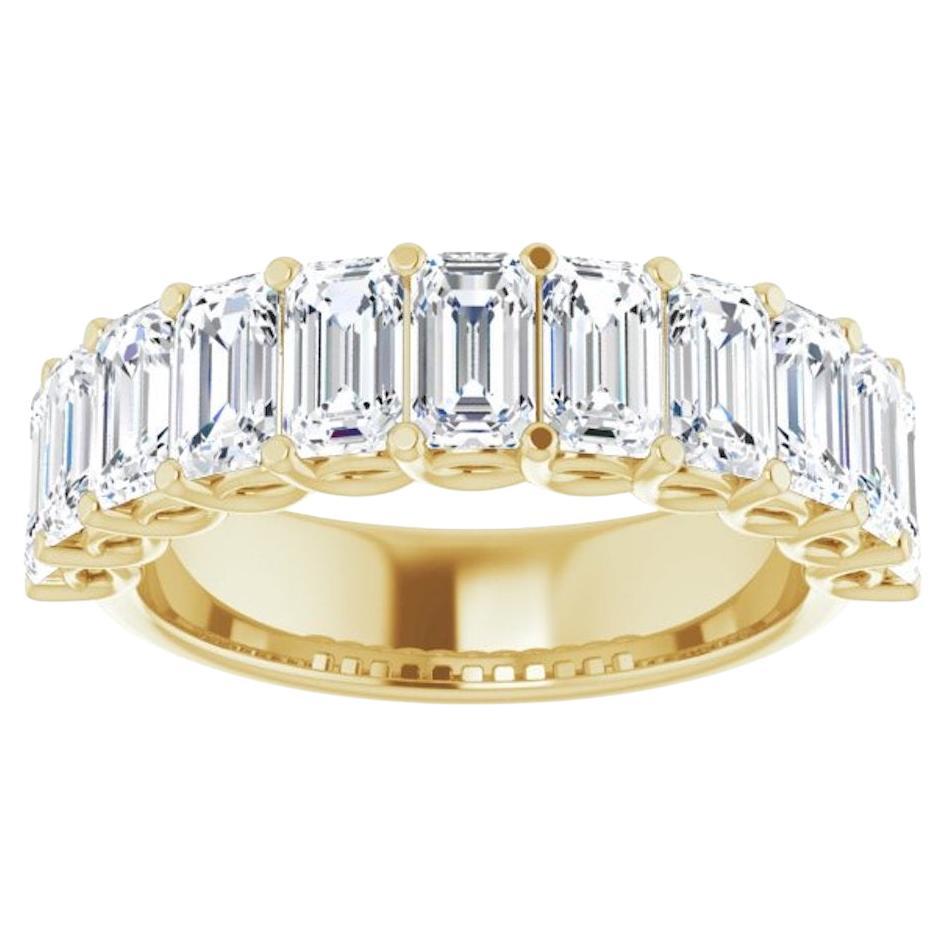 Anneau d'anniversaire en or blanc 14 carats avec 4 carats de diamants taille émeraude