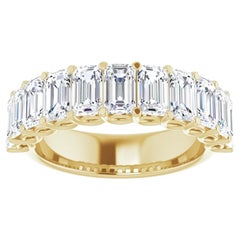 14K Weiß 4 CTW Smaragdschliff Diamant Jahrestag-Ring