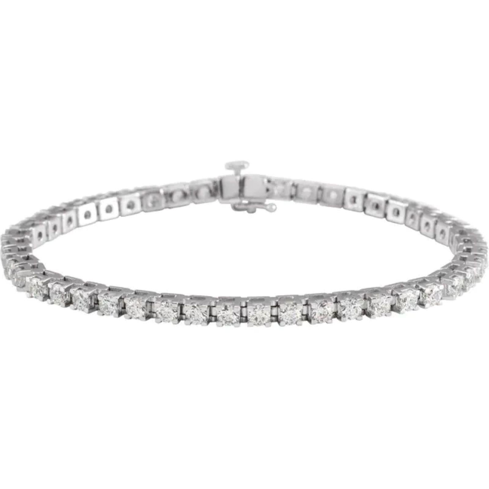 Round Cut 14K White 5 CTW Natural Diamond  bracelet For Sale