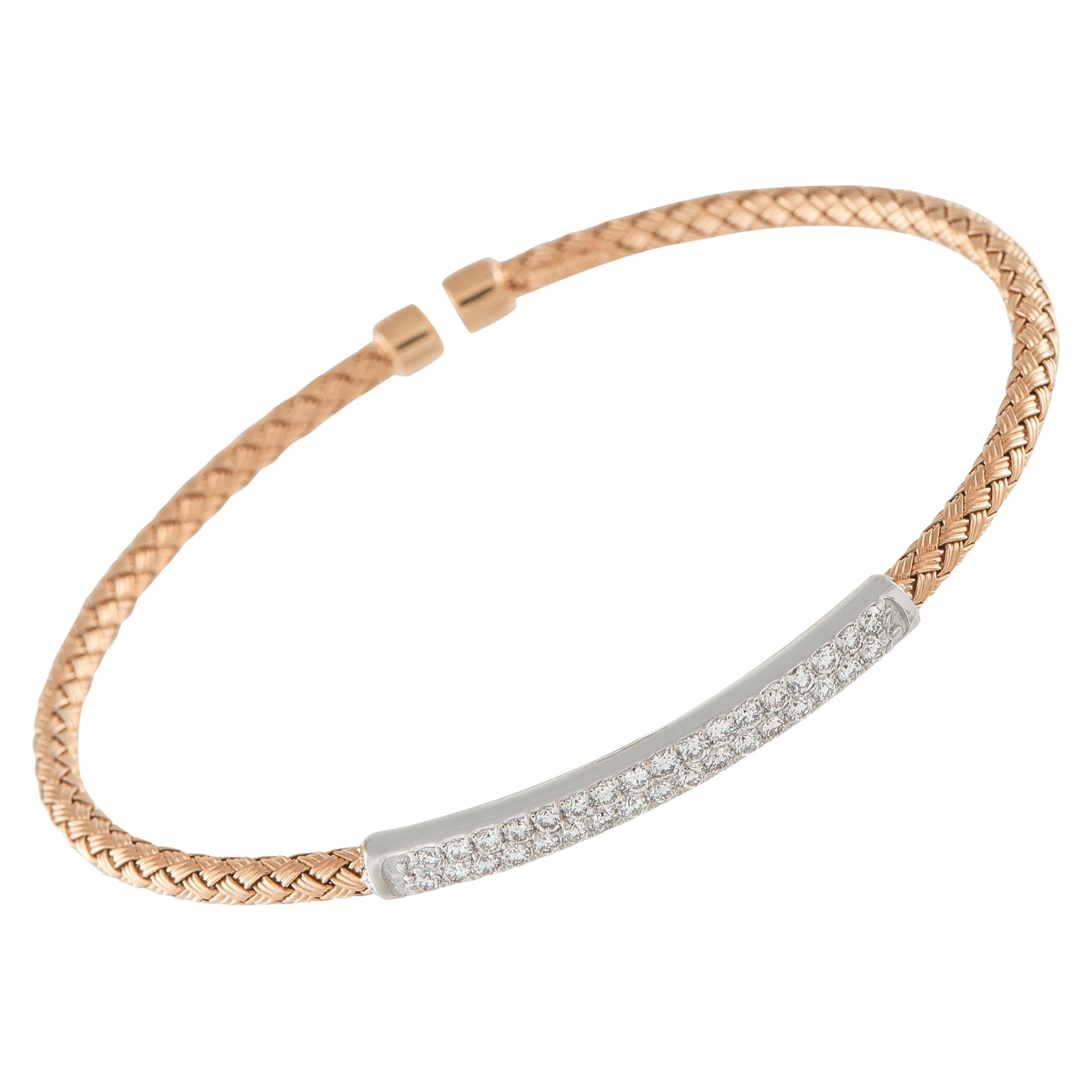 14K White and Rose Gold 0.65ct Diamond Woven Bracelet MF11-111325