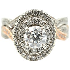 14k White and Rose Gold, 0.80ct Round Brilliant Diamond “Neil Lane” Wedding Set