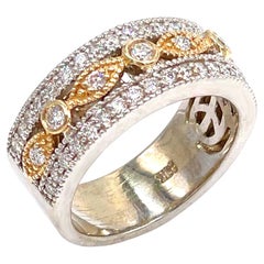 14K White and Rose Gold 8mm Wide Diamond Band