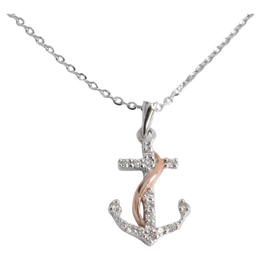 Anchor Charm Pendant 14 Karat Yellow Gold Nautical Jewelry Small Round