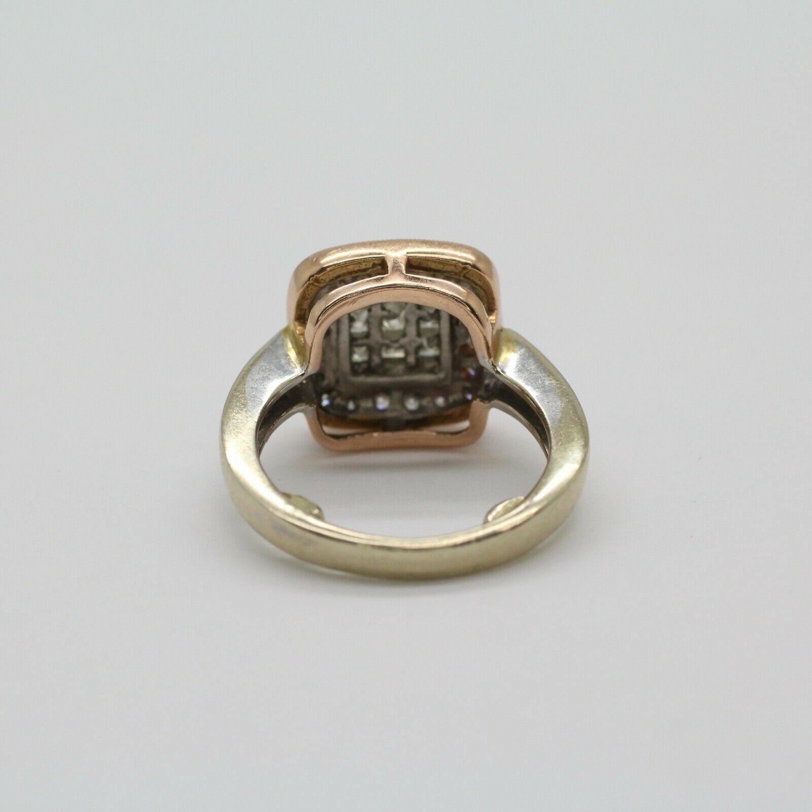 Princess Cut 14 Karat White and Rose Gold Diamond Halo Ring