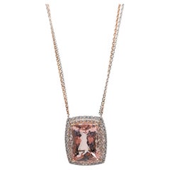 14k White and Rose Gold Double Necklace with 20.40ct Cushion Cut Morganite