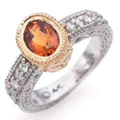 14K White and Yellow Gold 0.66ct Citrine and Diamond Ring
