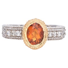Bague en or blanc et jaune 14K avec citrine et diamant de 0,66ct