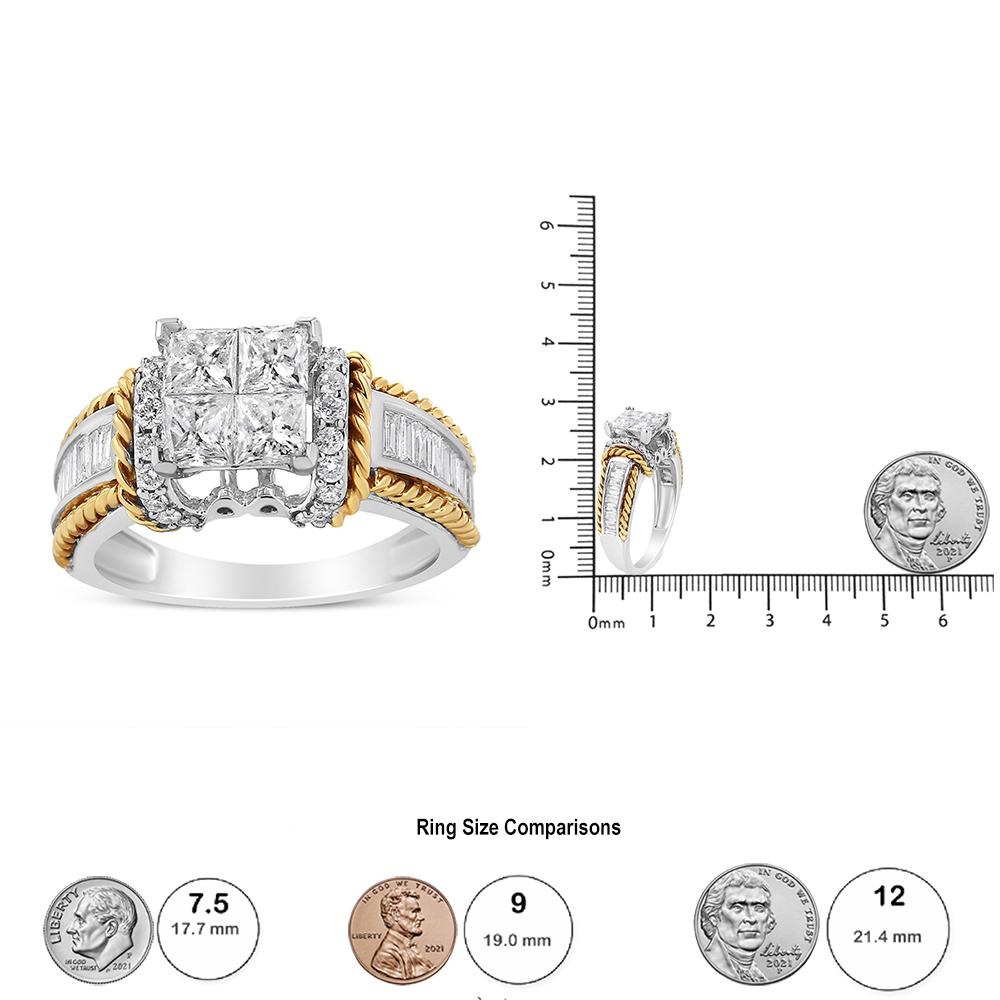 Bague de fiançailles de style quadrilobé en or blanc et jaune 14 carats avec diamants de 1 1/2 carat Neuf - En vente à New York, NY