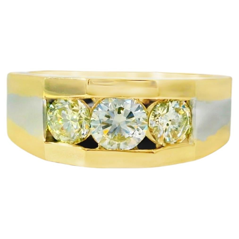 14k Weiß- und Gelbgold 1,75ctw mit drei gesetzten Diamanten Ring
