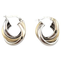 14k White and Yellow Gold 2 Tone 3 Hoop Earrings