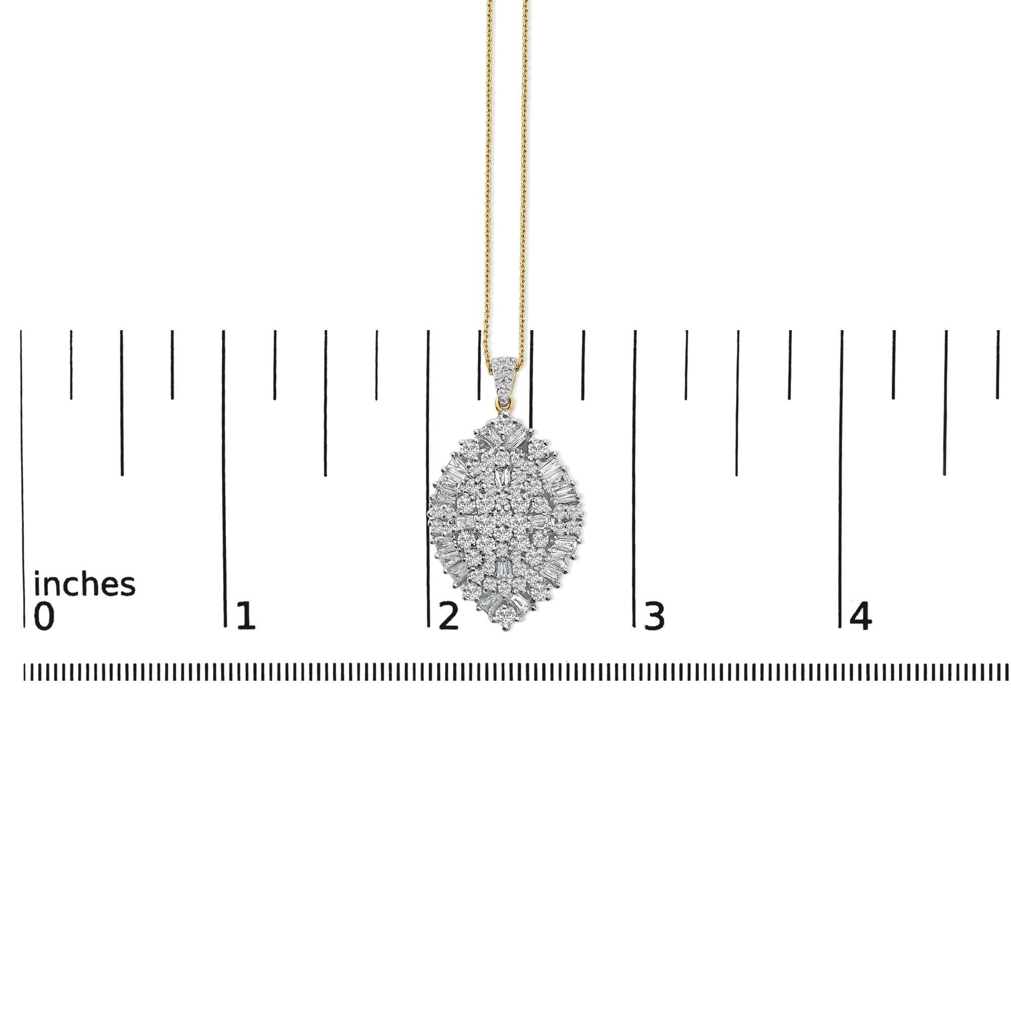 14K White and Yellow Gold 2.00 Cttw Diamond Cluster Pear Shaped Pendant Necklace In New Condition For Sale In New York, NY