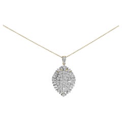 14K White and Yellow Gold 2.00 Cttw Diamond Cluster Pear Shaped Pendant Necklace
