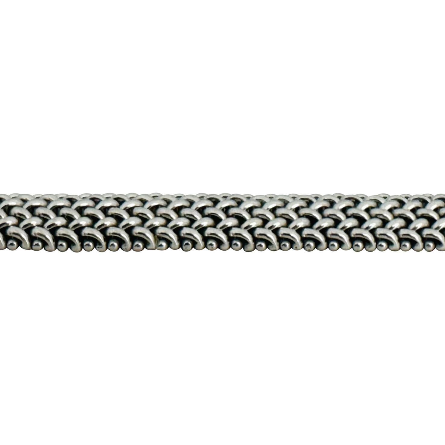 14k White and Yellow Gold 30.3g Two Tone Heavy 14mm Mesh Bracelet Italy 7.5