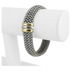 14k White and Yellow Gold 30.3g Two Tone Heavy 14mm Mesh Bracelet Italy 7.5"