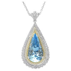 14K White and Yellow Gold 5.41cts Aquamarine and Diamond Pendant Style#TS1300AQP