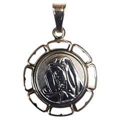 14K White and Yellow Gold Blessed Mother Pendant #25538