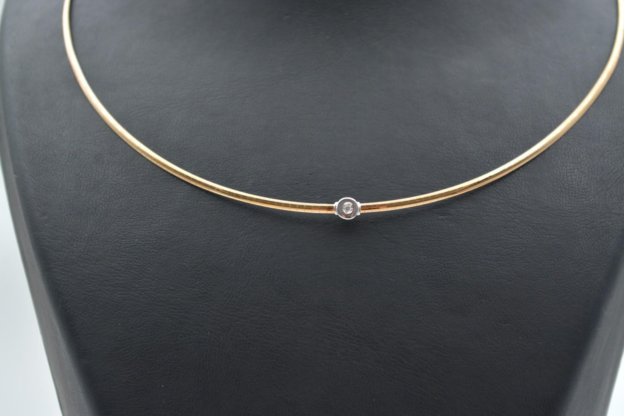 Cadena de oro blanco y amarillo de 14 quilates con diamante natural_123873 en Excelente estado para la venta en București, București
