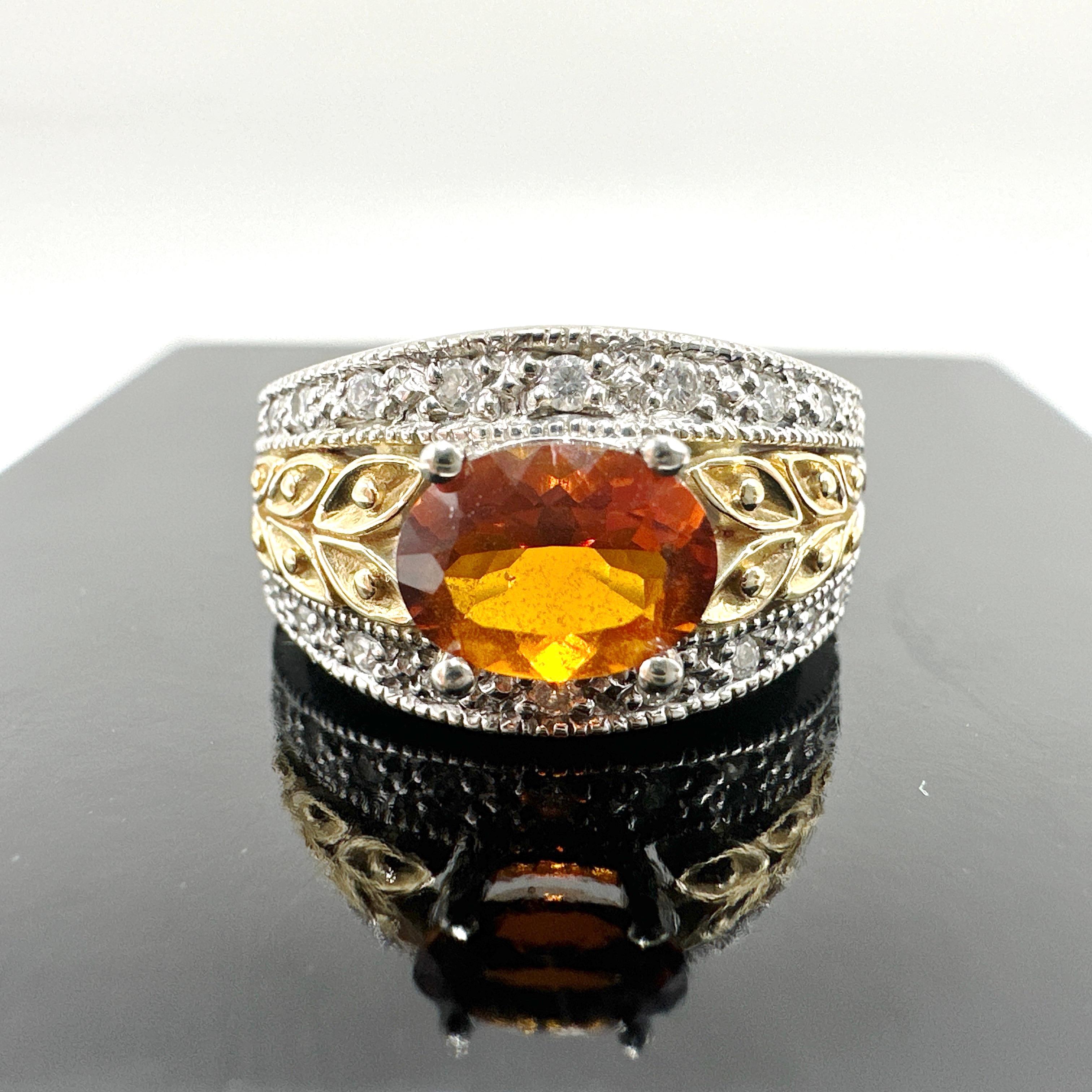 14k White and Yellow Gold Citrine and Diamond Ring. 1.38TCW 5
