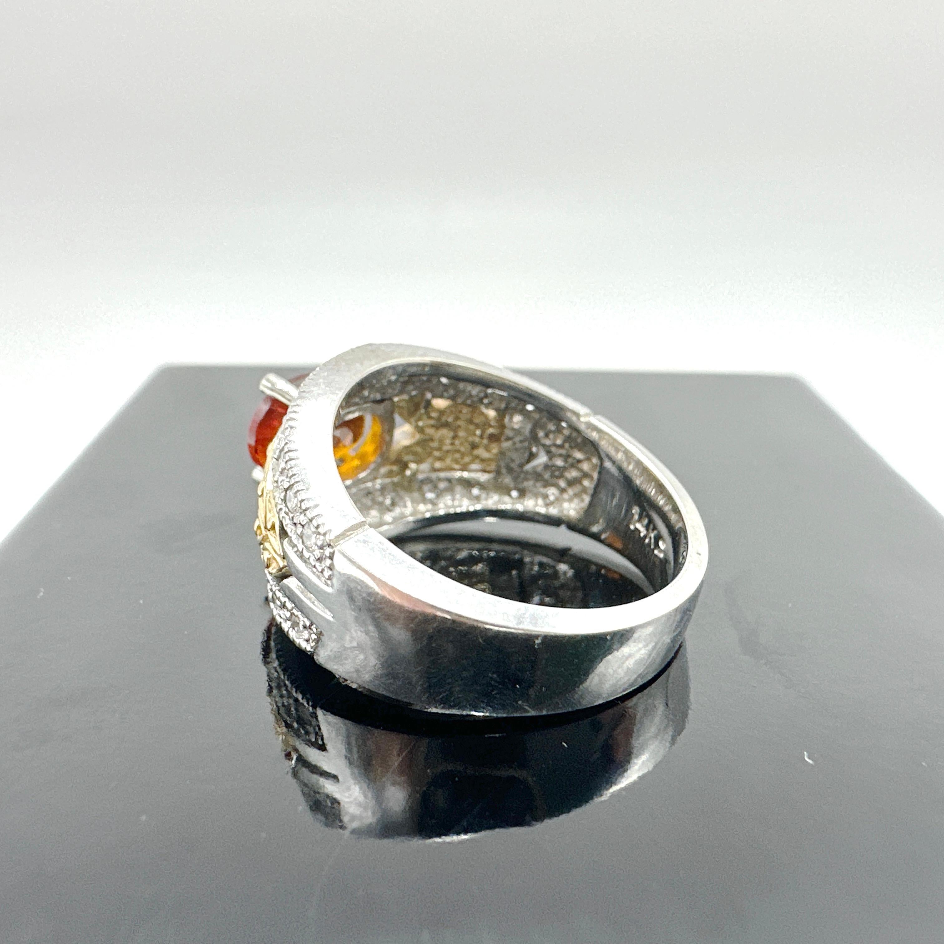 14k White and Yellow Gold Citrine and Diamond Ring. 1.38TCW 1