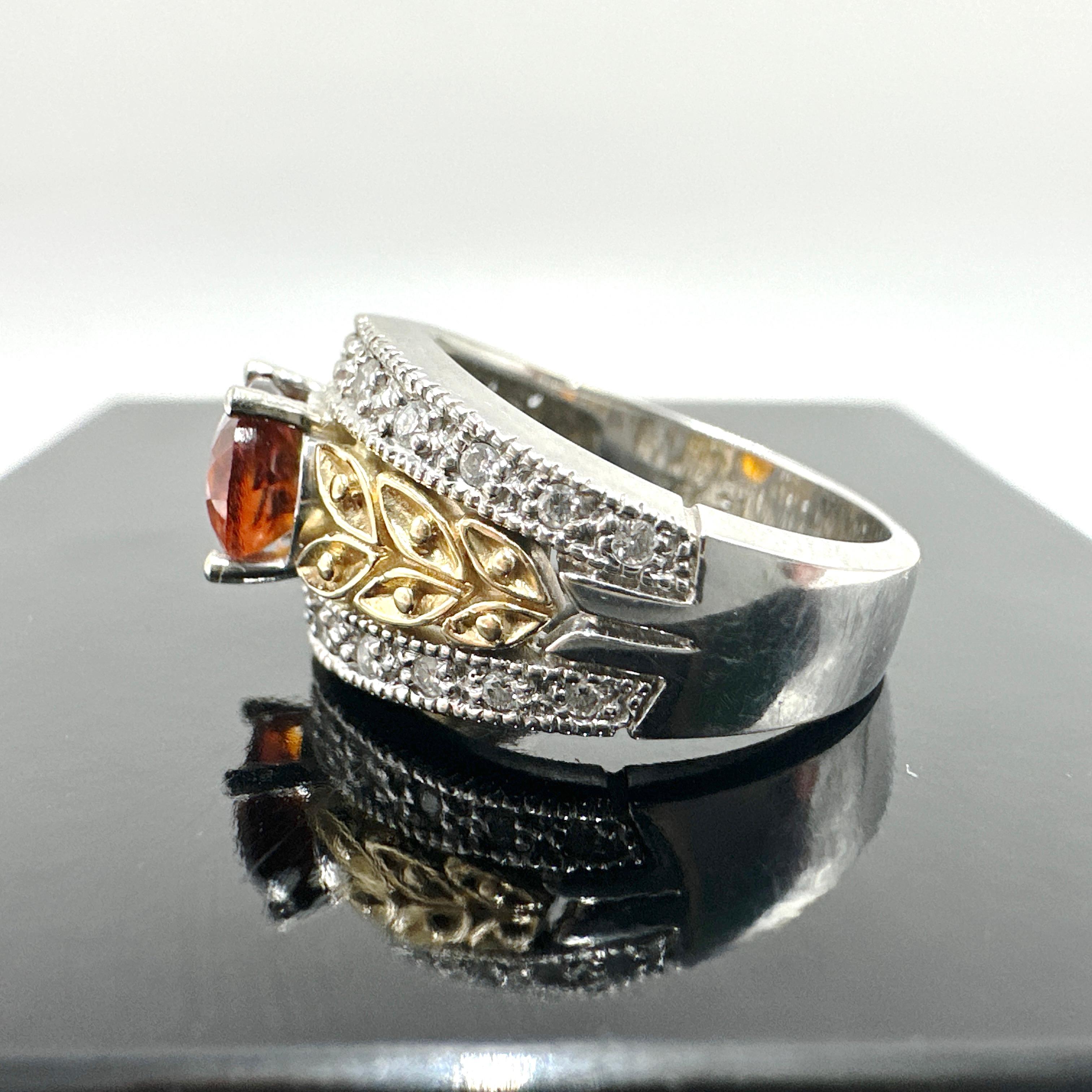14k White and Yellow Gold Citrine and Diamond Ring. 1.38TCW 3