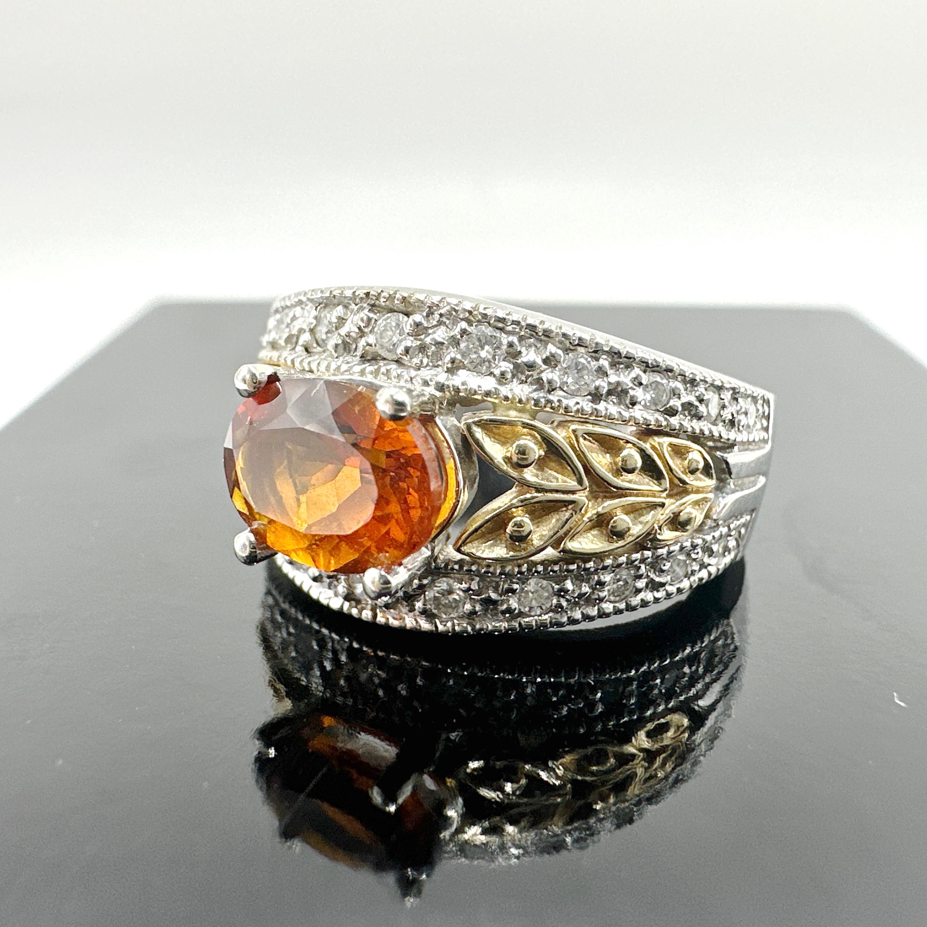 14k White and Yellow Gold Citrine and Diamond Ring. 1.38TCW 4