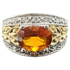 14k White and Yellow Gold Citrine and Diamond Ring. 1.38TCW