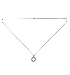 14K White and Yellow Gold Diamond Circle Pendant Necklace #25502