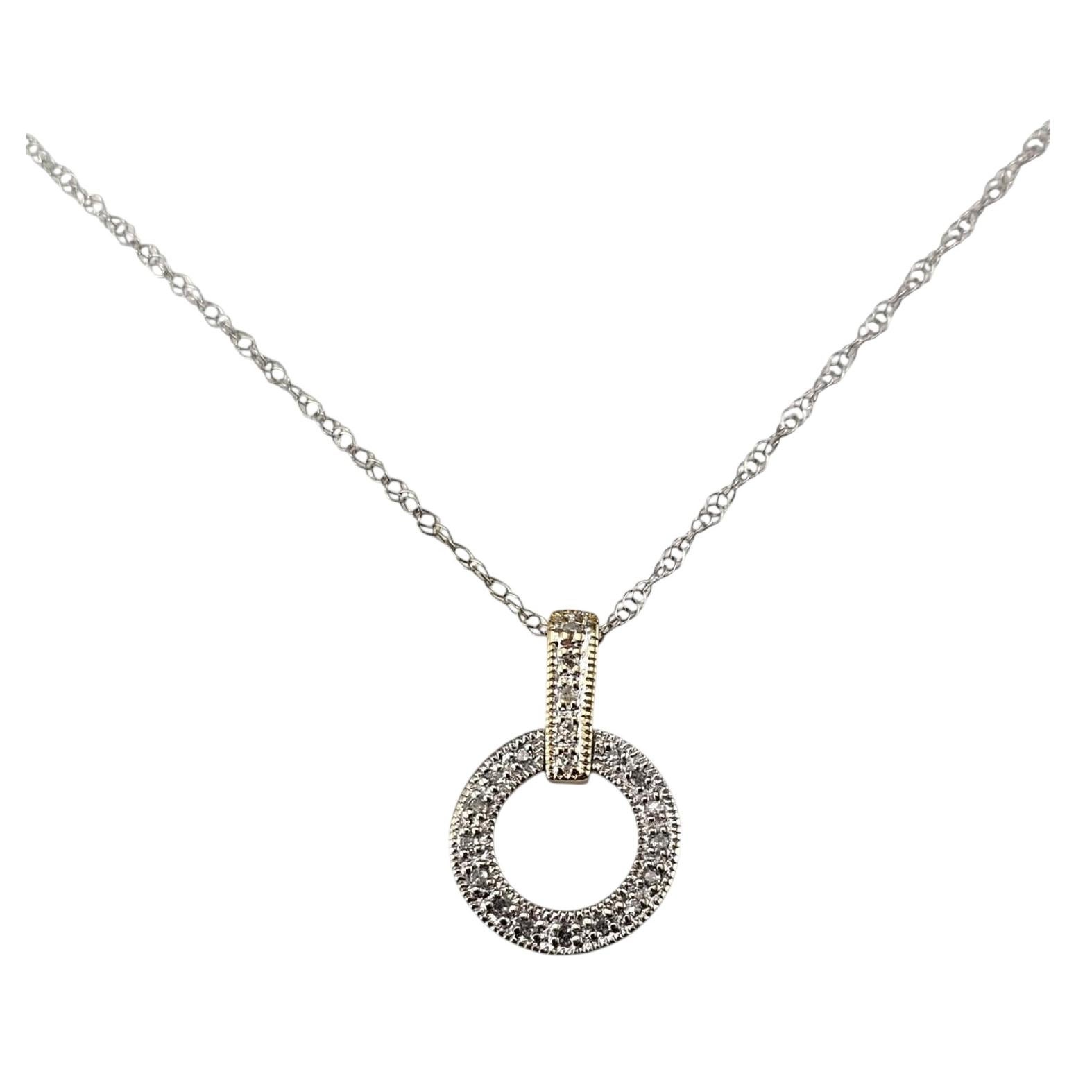 Collana con ciondolo a cerchio con diamanti in oro bianco e giallo 14K #25502
