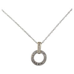 14K White and Yellow Gold Diamond Circle Pendant Necklace #25502