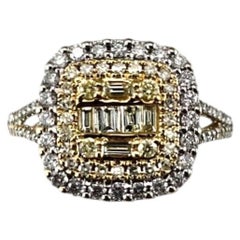 14K White and Yellow Gold Diamond Cluster Ring Size 7.25 #25113