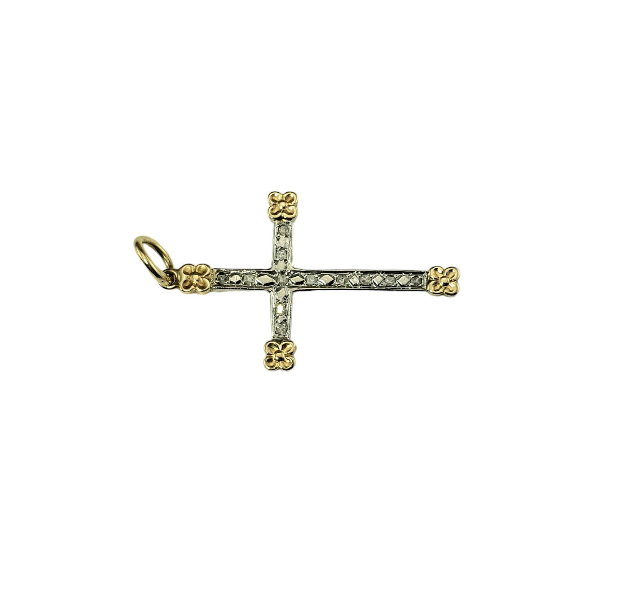 14K White and Yellow Gold Diamond Cross Pendant #16346 In Good Condition For Sale In Washington Depot, CT