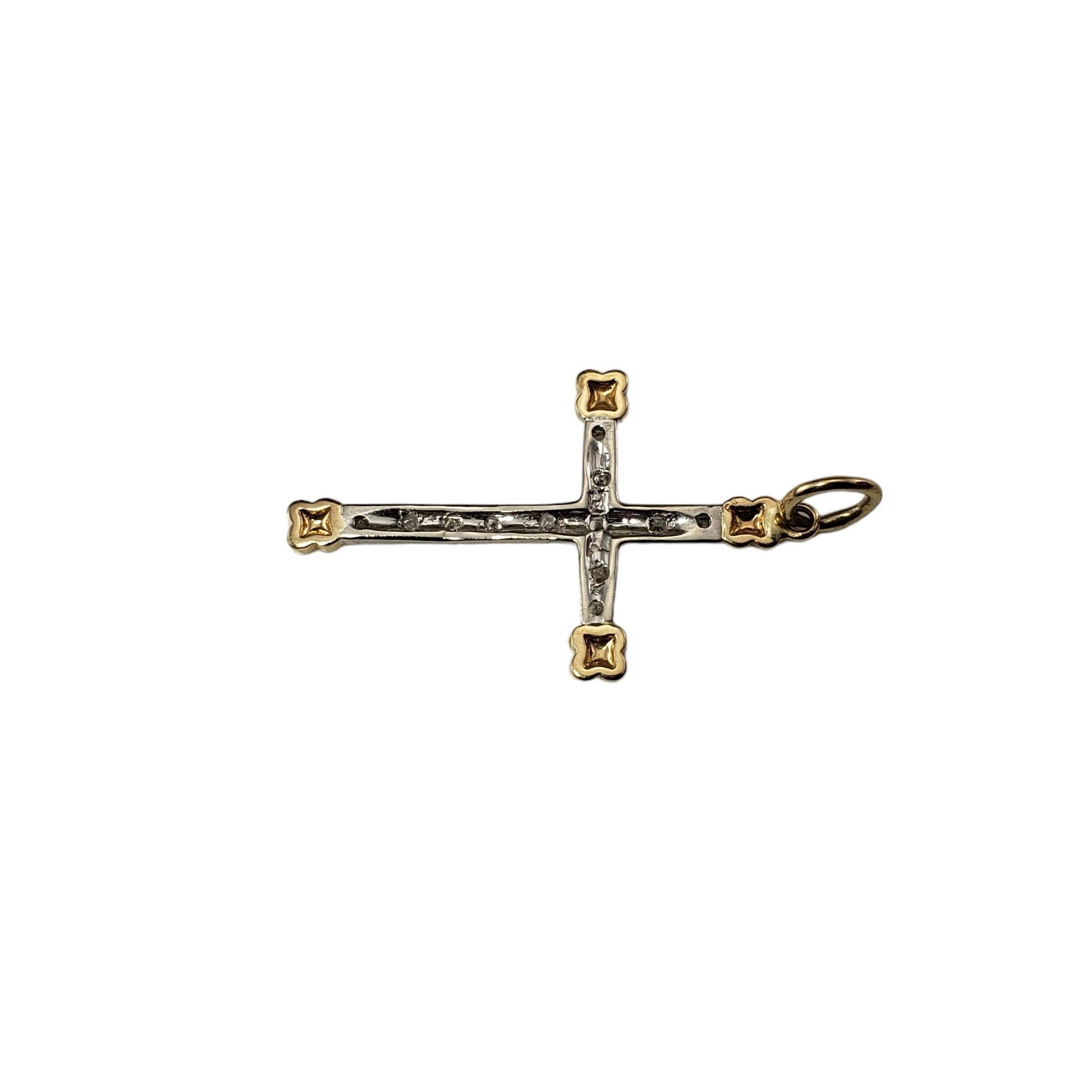 Women's 14K White and Yellow Gold Diamond Cross Pendant #16346 For Sale