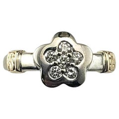 14K White and Yellow Gold Diamond Flower Ring Size 7.25 #22667