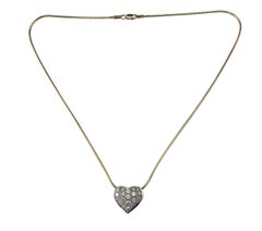 14K White and Yellow Gold Diamond Heart Pendant Necklace #22534