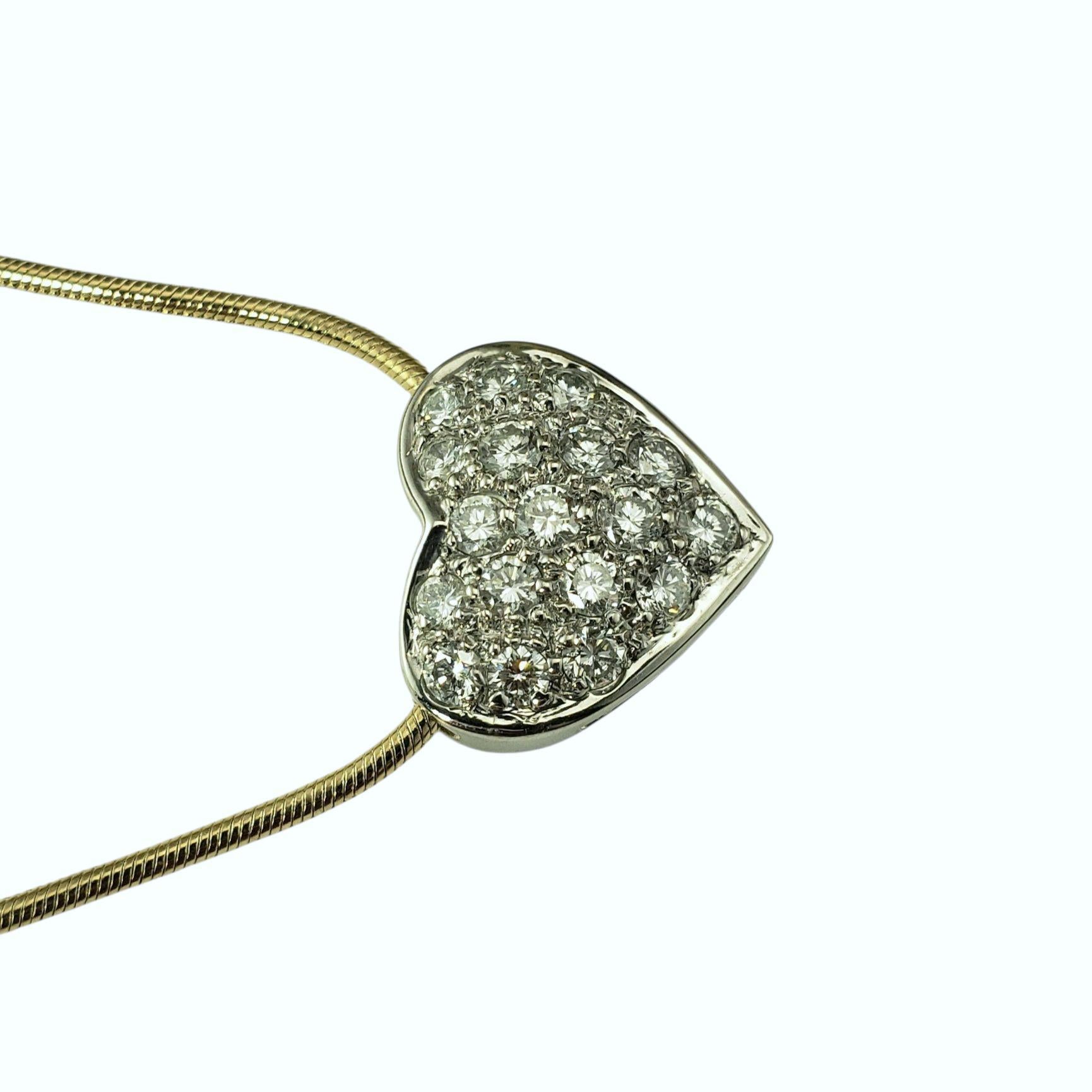 14K Weiß- und Gelbgold Diamant-Anhänger Herz-Halskette #22534 (Brillantschliff) im Angebot