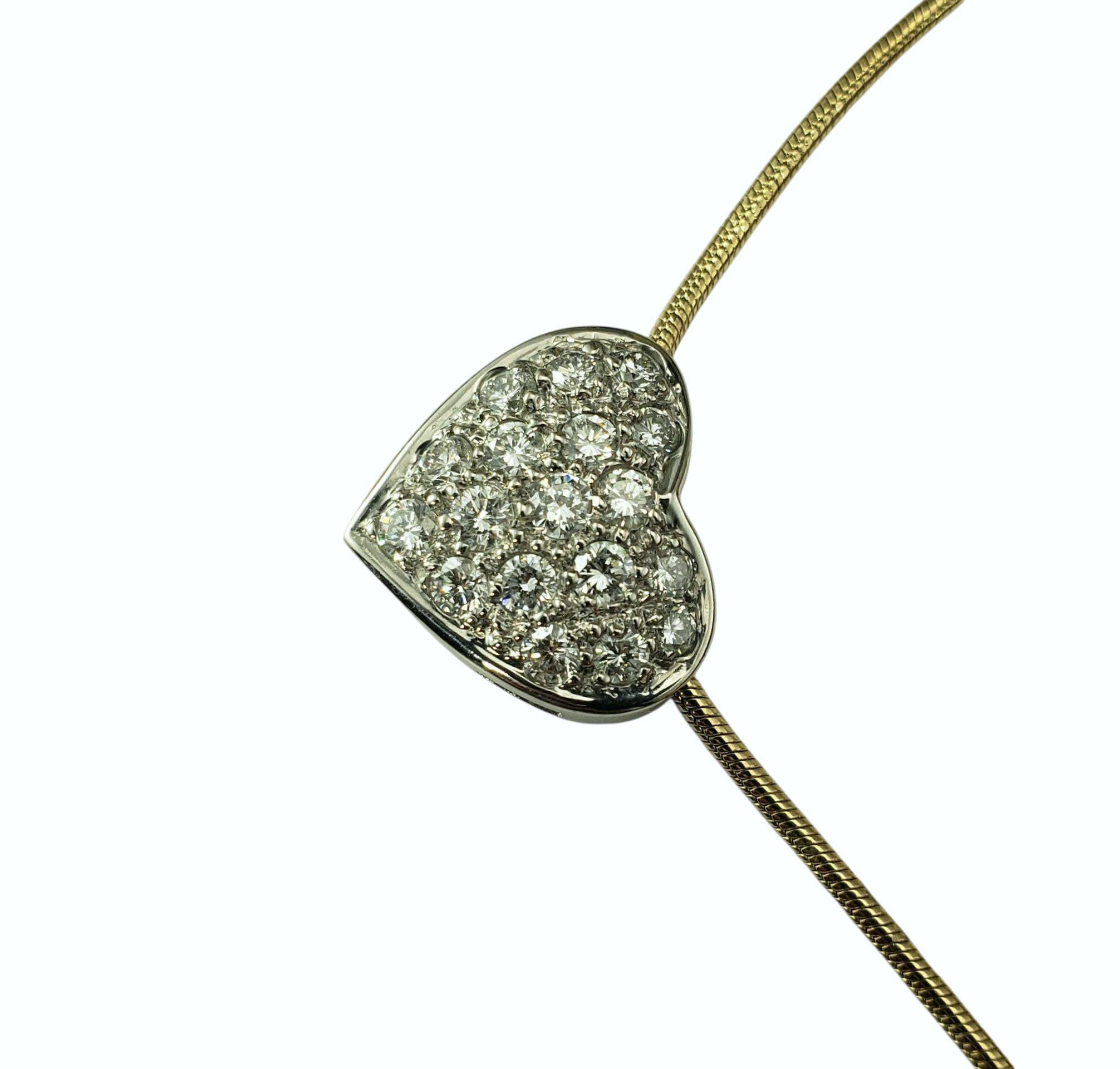 14K Weiß- und Gelbgold Diamant-Anhänger Herz-Halskette #22534 im Zustand „Gut“ im Angebot in Washington Depot, CT