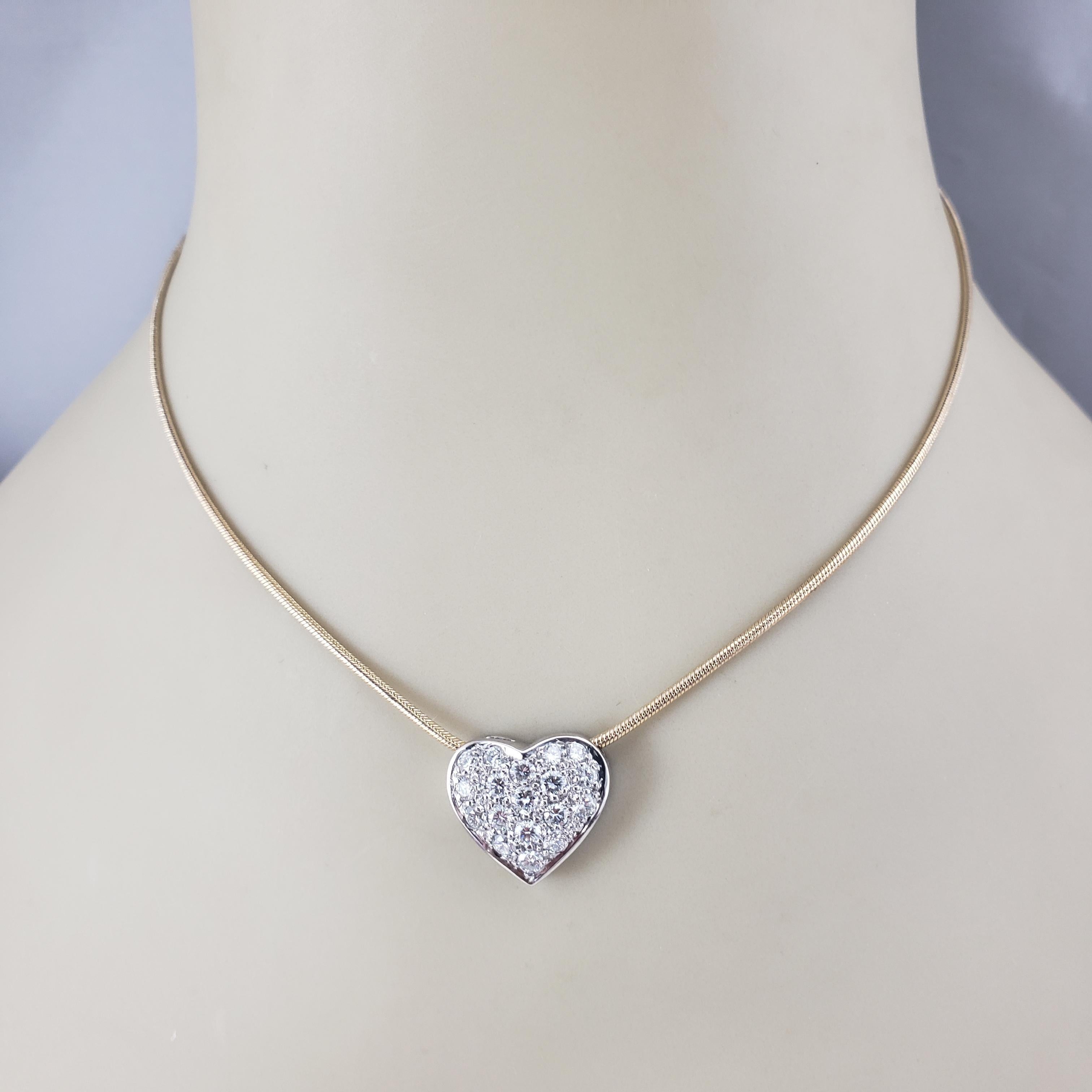 14K Weiß- und Gelbgold Diamant-Anhänger Herz-Halskette #22534 im Angebot 1