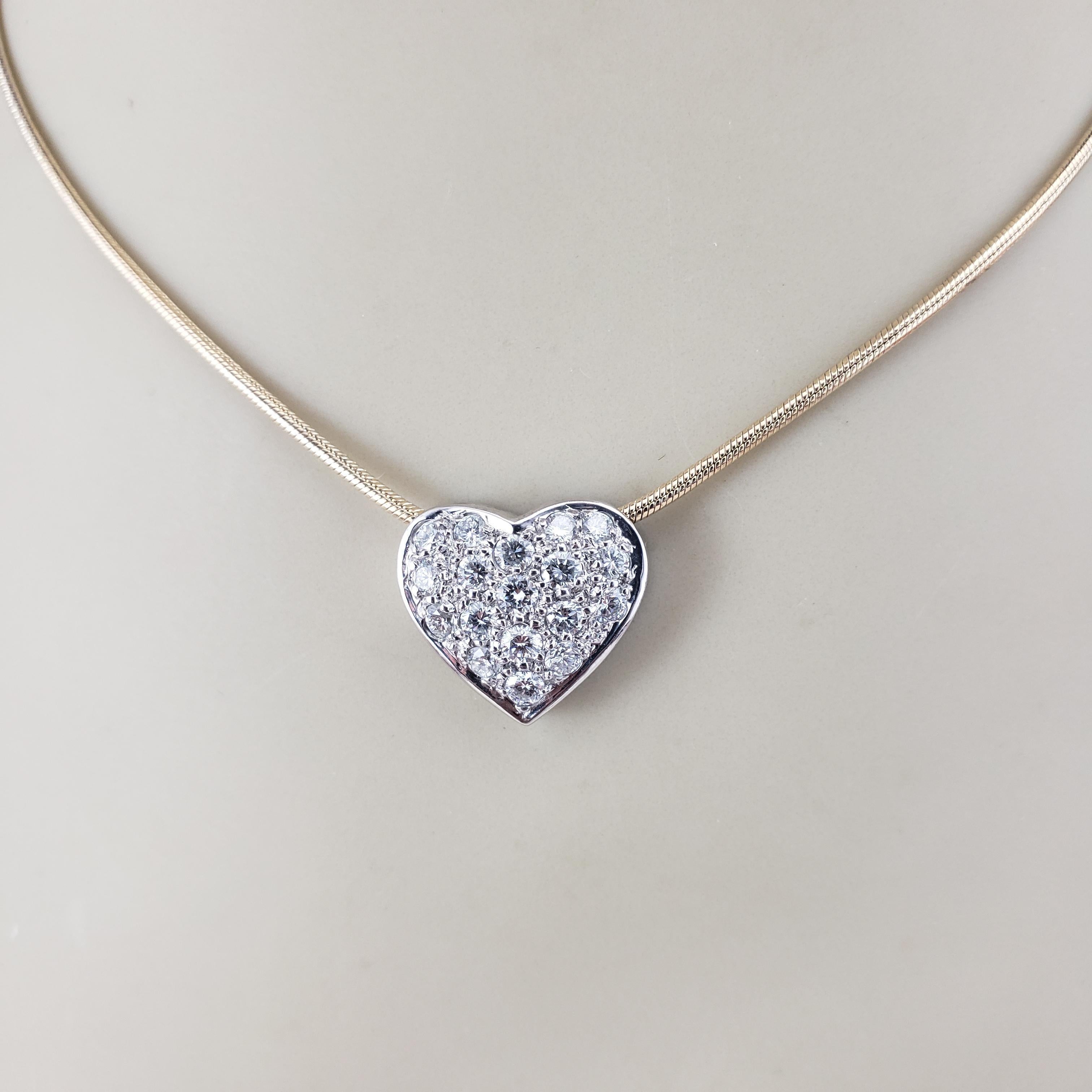 14K Weiß- und Gelbgold Diamant-Anhänger Herz-Halskette #22534 im Angebot 2