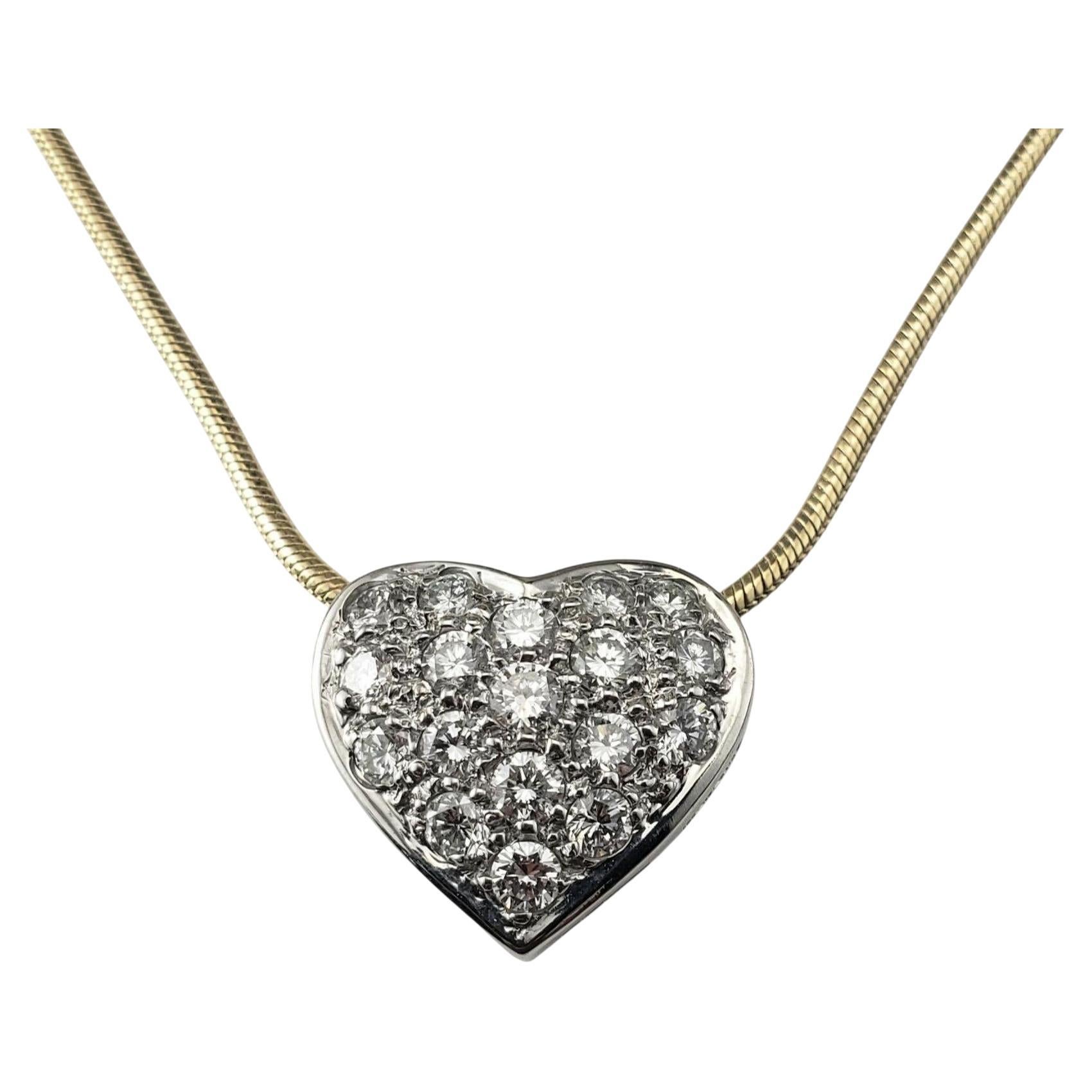 Collar Colgante Corazón Diamante Oro Blanco y Amarillo 14K #22534