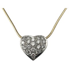 Collar Colgante Corazón Diamante Oro Blanco y Amarillo 14K #22534